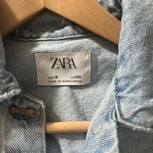 Zara girls distressed jean jacket.  Size 9